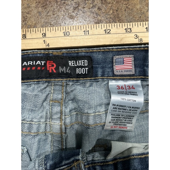 Ariat FR Jeans M4 Relaxed Boot Blue Flame Resistant Denim Workwear Men's 36x34 - Picture 4 of 8